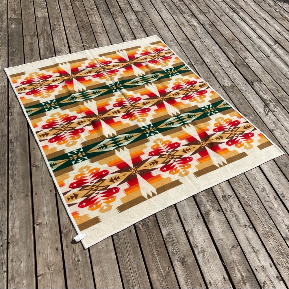 Pendleton Tucson 100% Wool Southwestern‎ Aztec Print Rainbow Throw Blanket